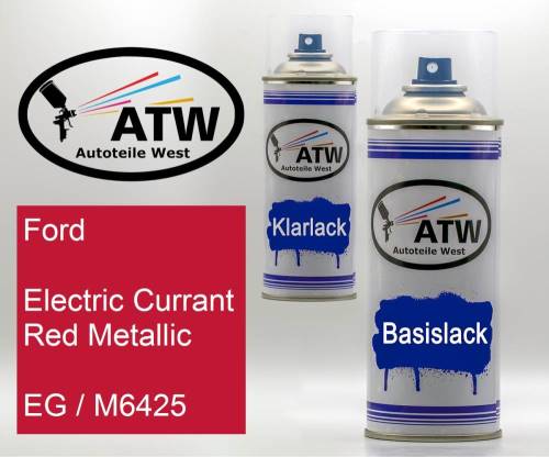 Ford, Electric Currant Red Metallic, EG / M6425: 400ml Sprühdose + 400ml Klarlack - Set, von ATW Autoteile West.